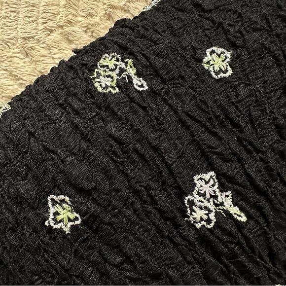 Bisou Bisou Black Maxi Bodycon Stretch Dress with White Green Floral Pattern - Picture 7 of 7